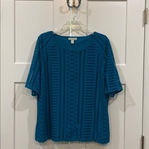 Teal Lace Cut Top